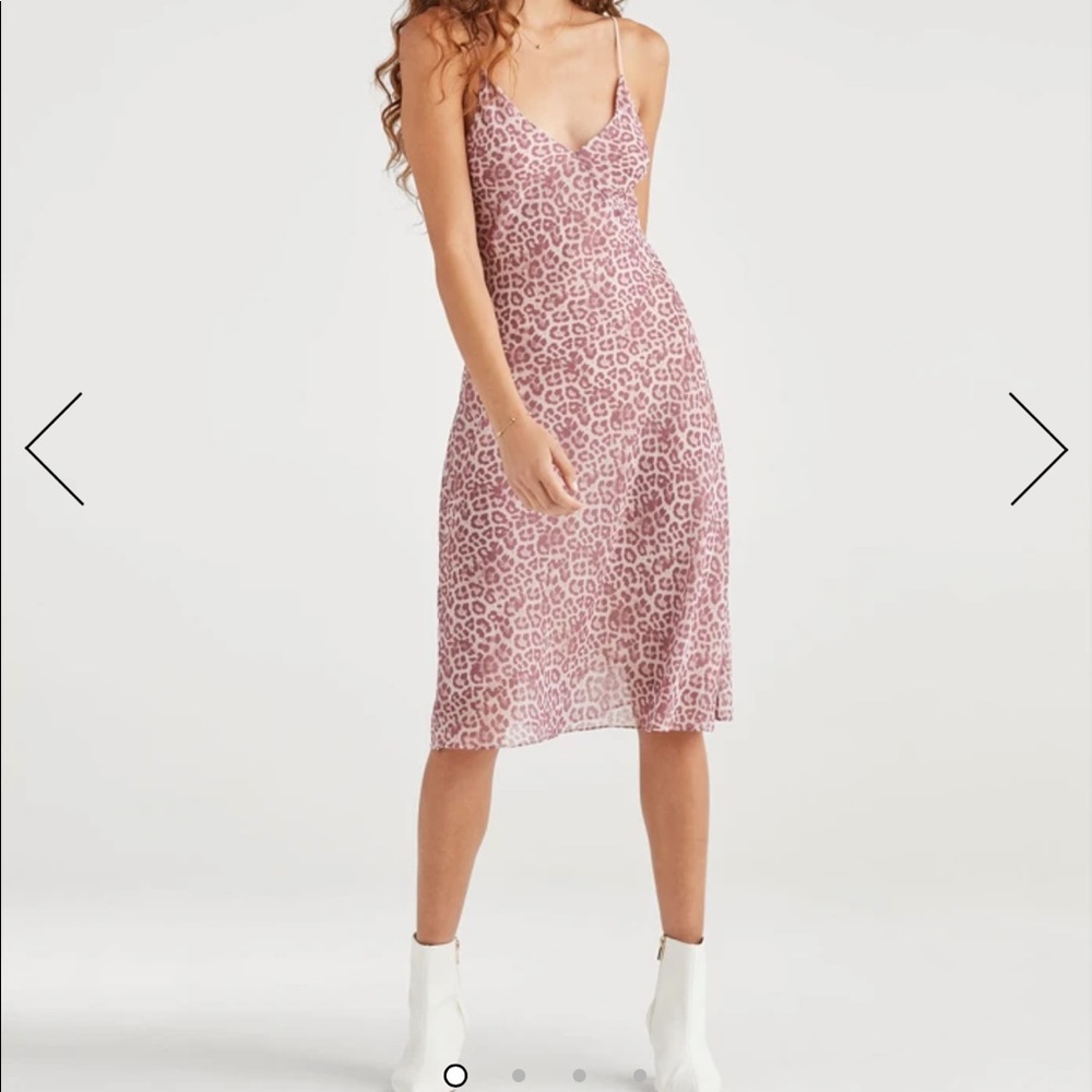 7 for All Mankind SEAMED CHIFFON SLIP DRESS IN ROSE LEOPARD